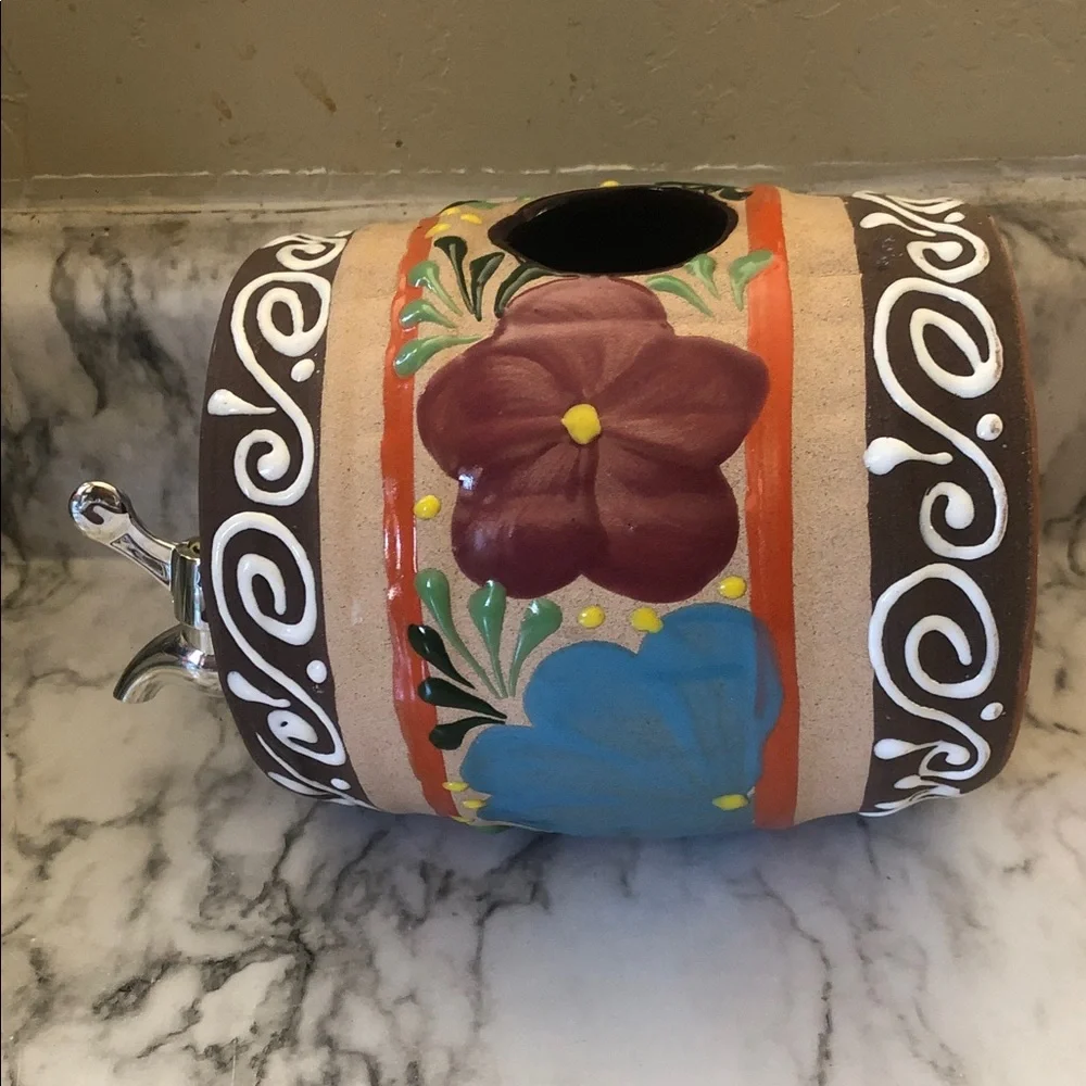 Handpainted Blue Tequila Ceramic Dispenser - Home Party Decor